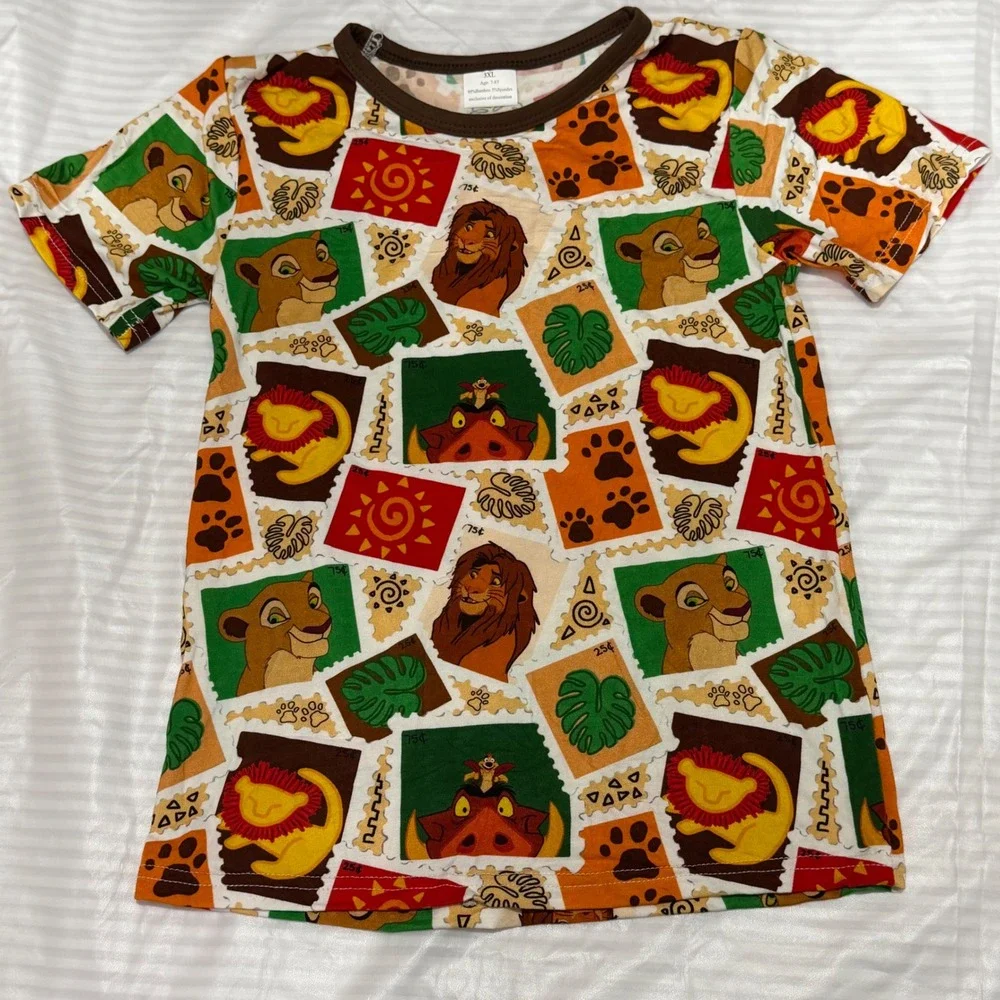 Disney Lion King Bamboo Pajama Set Kids Size 7-8T Simba Nala Shorts T-Shirt NWOT - Picture 2 of 7